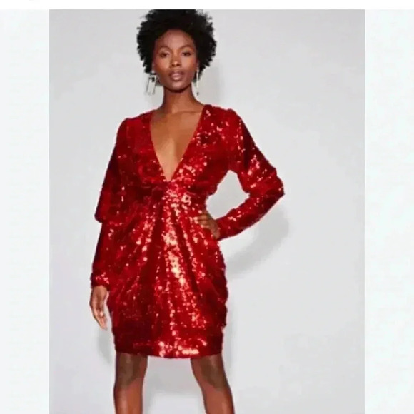 New York and Co Gabrielle Union red sequence dress size extra small - Picture 1 of 6
